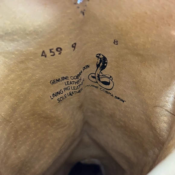 Vintage Rogers Cobra Snake Skin Western Boots Women Sz 8 Exotic Bikercore Cross - Picture 12 of 12